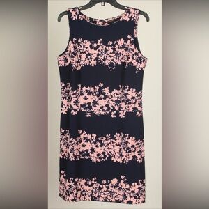 Banana Republic Dress Women’s 10 Blue Pink Floral A Line Sleeveless Stretch